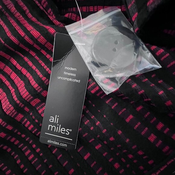 Ali Miles Womens Jacket Sz 3X Striped Art to Wear Wearable Art Red Black Stretch - Picture 9 of 12